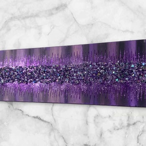 Purple glitter glass painting, purple glass painting, purple glass art, purple wall decor, purple sparkle art, Glitter wall painting