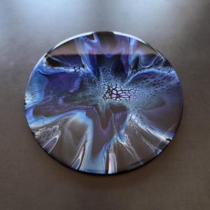 Acrylic painting on MDF board - pouring technique "Bloom", resin finish, abstract, modern and decorative